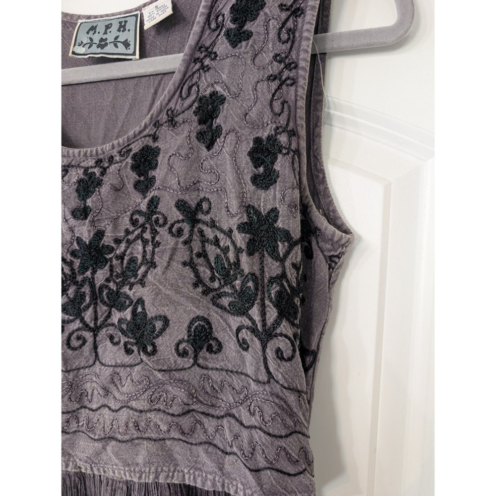 MPH Womens Small Purple Crinkle Rayon Embroidered Boho Maxi Dress ren faire - Picture 2 of 7